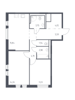 3 ккв (Евро) № 214 Корп.: 1.1 , Секция 1  в ЖК Невская Долина