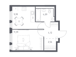 1 ккв № 422 Корп.: 1.3 , Секция 3  в ЖК Невская Долина