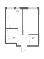 1 ккв № 215 Корп.: 1.2 , Секция 1  в ЖК Невская Долина