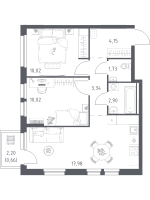 3 ккв (Евро) № 387 Корп.: 1.3 , Секция 3  в ЖК Невская Долина