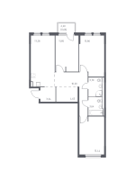 4 ккв (Евро) № 155 Корп.: 1.3 , Секция 2  в ЖК Невская Долина