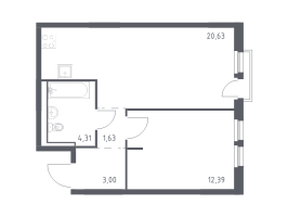 2 ккв (Евро) № 455 Корп.: 1.3 , Секция 3  в ЖК Невская Долина