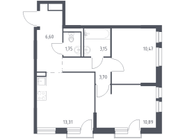 2 ккв № 196 Корп.: 1.1 , Секция 1  в ЖК Невская Долина