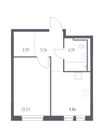 1 ккв № 211 Корп.: 1.2 , Секция 1  в ЖК Невская Долина