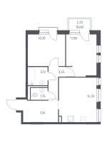 2 ккв № 77 Корп.: 1.1 , Секция 1  в ЖК Невская Долина