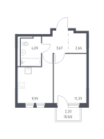 1 ккв № 324 Корп.: 1.1 , Секция 2  в ЖК Невская Долина