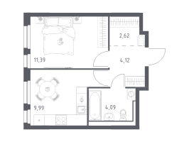 1 ккв № 421 Корп.: 1.3 , Секция 3  в ЖК Невская Долина