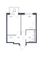 1 ккв № 318 Корп.: 1.1 , Секция 2  в ЖК Невская Долина