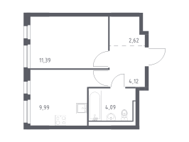 1 ккв № 376 Корп.: 1.3 , Секция 3  в ЖК Невская Долина