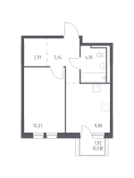 1 ккв № 146 Корп.: 1.2 , Секция 1  в ЖК Невская Долина