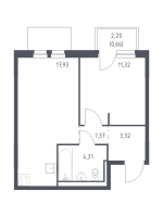 2 ккв (Евро) № 438 Корп.: 1.1 , Секция 3  в ЖК Невская Долина