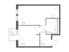 2 ккв (Евро) № 454 Корп.: 1.3 , Секция 3  в ЖК Невская Долина