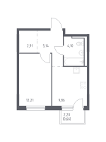 1 ккв № 29 Корп.: 1.2 , Секция 1  в ЖК Невская Долина
