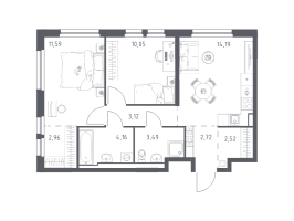 2 ккв № 182 Корп.: 1.3 , Секция 2  в ЖК Невская Долина