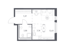 Студия № 171 Корп.: 1.3 , Секция 2  в ЖК Невская Долина