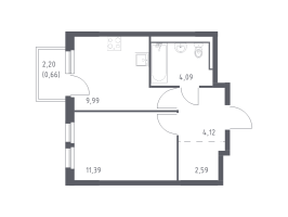 1 ккв № 328 Корп.: 1.3 , Секция 3  в ЖК Невская Долина