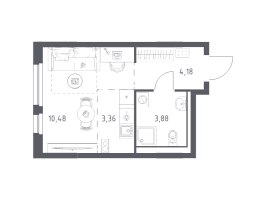 Студия № 180 Корп.: 1.3 , Секция 2  в ЖК Невская Долина