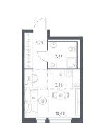 Студия № 49 Корп.: 1.3 , Секция 1  в ЖК Невская Долина