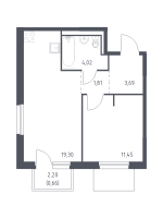 2 ккв (Евро) № 354 Корп.: 1.1 , Секция 2  в ЖК Невская Долина