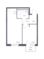 2 ккв (Евро) № 452 Корп.: 1.1 , Секция 3  в ЖК Невская Долина