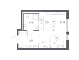 Студия № 170 Корп.: 1.3 , Секция 2  в ЖК Невская Долина
