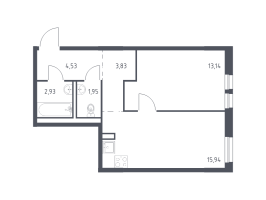 2 ккв (Евро) № 13 Корп.: 1.1 , Секция 1  в ЖК Невская Долина