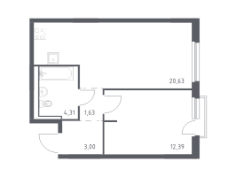 2 ккв (Евро) № 320 Корп.: 1.3 , Секция 3  в ЖК Невская Долина