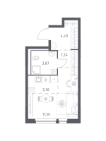 Студия № 48 Корп.: 1.3 , Секция 1  в ЖК Невская Долина