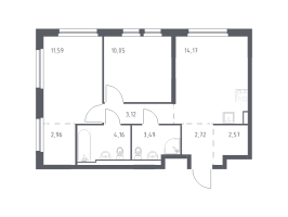 2 ккв № 98 Корп.: 1.3 , Секция 2  в ЖК Невская Долина