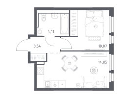 1 ккв № 385 Корп.: 1.3 , Секция 3  в ЖК Невская Долина