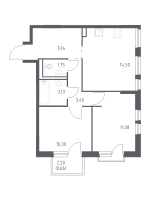 2 ккв № 155 Корп.: 1.2 , Секция 1  в ЖК Невская Долина