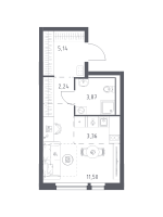 Студия № 51 Корп.: 1.3 , Секция 1  в ЖК Невская Долина