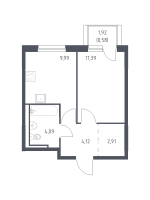 1 ккв № 517 Корп.: 1.1 , Секция 3  в ЖК Невская Долина