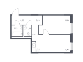 2 ккв (Евро) № 208 Корп.: 1.1 , Секция 1  в ЖК Невская Долина