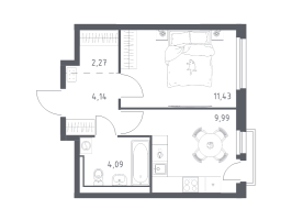 1 ккв № 398 Корп.: 1.3 , Секция 3  в ЖК Невская Долина