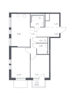 3 ккв (Евро) № 43 Корп.: 1.2 , Секция 1  в ЖК Невская Долина