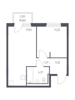 2 ккв (Евро) № 408 Корп.: 1.1 , Секция 3  в ЖК Невская Долина