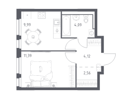 1 ккв № 392 Корп.: 1.3 , Секция 3  в ЖК Невская Долина
