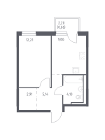 1 ккв № 84 Корп.: 1.2 , Секция 1  в ЖК Невская Долина