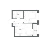 1 ккв № 110 Корп.: 2.4 , Секция 2  в ЖК NewПитер 2.0