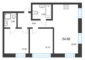 2 ккв № 591 Корп.: 2.3 Уч. 3 , Секция 10  в ЖК NewПитер 2.0