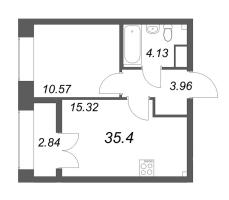 2 ккв (Евро) № 127 Корп.: 2.4 , Секция 2  в ЖК NewПитер 2.0