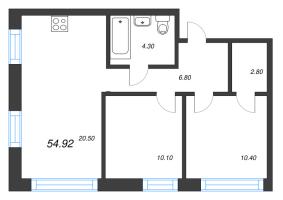 2 ккв № 592 Корп.: 2.3 Уч. 3 , Секция 10  в ЖК NewПитер 2.0