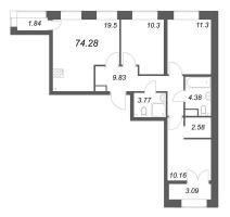 4 ккв (Евро) № 528 Корп.: 2.4 Уч. 4 , Секция 8  в ЖК NewПитер 2.0