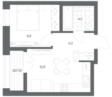 1 ккв № 439 Корп.: 2.3 Уч. 3 , Секция 9  в ЖК NewПитер 2.0