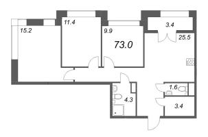 4 ккв (Евро) № 615 Корп.: 2.1 Уч. 1 , Секция 9  в ЖК NewПитер 2.0