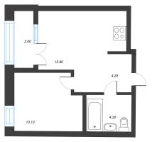 1 ккв № 645 Корп.: 2.3 , Секция 11  в ЖК NewПитер 2.0