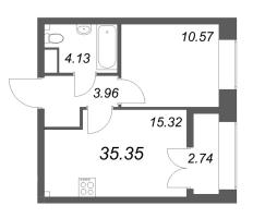 2 ккв (Евро) № 303 Корп.: 2.4 , Секция 5  в ЖК NewПитер 2.0