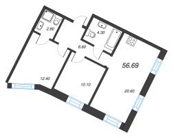2 ккв № 537 Корп.: 2.3 Уч. 3 , Секция 10  в ЖК NewПитер 2.0