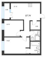 2 ккв № 113 Корп.: 2.3 Уч. 3 , Секция 3  в ЖК NewПитер 2.0